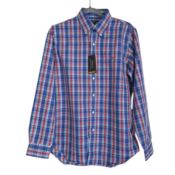 Polo Ralph Lauren Classic Fit Performance Shirt Mens S, Blue Plaid | NEW $138 - Picture 2 of 3